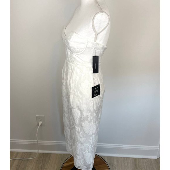 Lulu's From This Day Floral Jacquard Strapless Midi Dress In White Small New - Picture 9 of 16